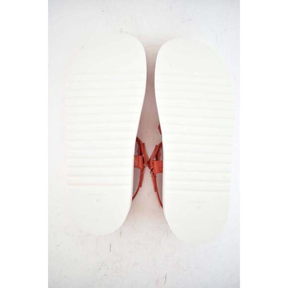 Chanel 20C Red Patent White CC Logo Mule Slide Strap Flat Dad Daddy Sandal 40 - Picture 8 of 8